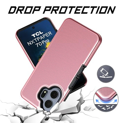 Ailiber for TCL NxtPaper 70 Pro Case, Heavy Duty&Screen Protector-Rose Gold | Elegant Premium Design, Slim PC Back & Soft Silicone Bumper, Stylish Phone Cover for Office Social Occasions and Daily Life - color: Rose Gold