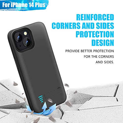 Sitong Battery Case for iPhone 14 Plus, 6000mAh Rechargeable Extended Battery Charging/Charger Case, Add 100% Extra Juice (6.7 Inches) Black