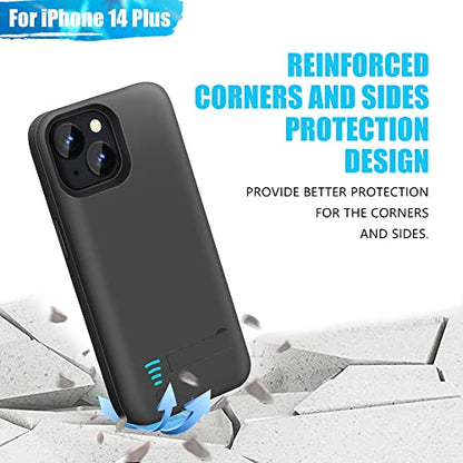 Sitong Battery Case for iPhone 14 Plus, 6000mAh Rechargeable Extended Battery Charging/Charger Case, Add 100% Extra Juice (6.7 Inches) Black