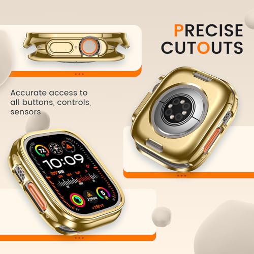 [2 Pack] Bumper Case for Apple Watch Ultra 3/Ultra 2/Ultra 49mm, Gold - color: Gold+Gold, size: 49 mm Ultra