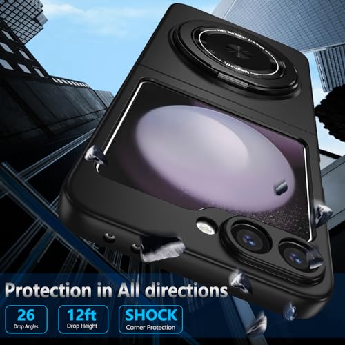Magnetic Case for Samsung Galaxy Z Flip 6, [Compatible with MagSafe] Military Grade Shockproof Slim fit Samsung Z Flip 6 Phone Case with Magnetic Ring Kickstand, Black - color: Black, size: Samsung Galaxy Z Flip 6