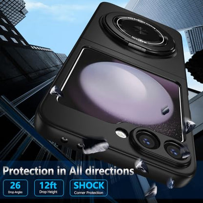 Magnetic Case for Samsung Galaxy Z Flip 6, [Compatible with MagSafe] Military Grade Shockproof Slim fit Samsung Z Flip 6 Phone Case with Magnetic Ring Kickstand, Black - color: Black, size: Samsung Galaxy Z Flip 6