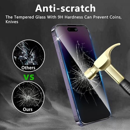 3+3 Pack Privacy Screen Protector Designed for iPhone 14 Pro With 3 Pack Camera Lens Protector,Full Coverage Anti-Spy Tempered Glass Film,9H Hardness,Bubble Free,Easy to Install - color: iPhone 14 Pro FK33
