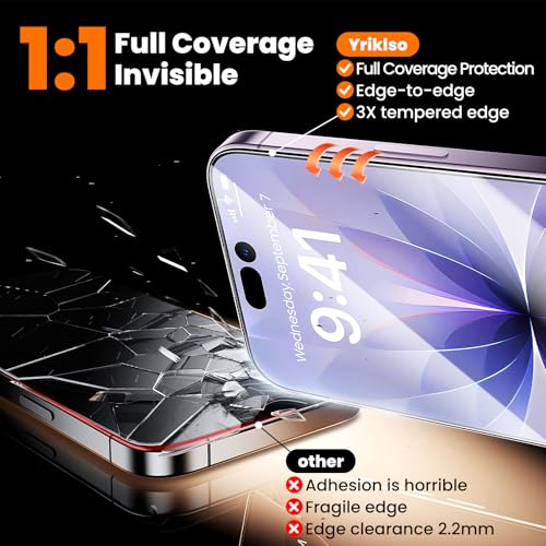 Yriklso 2-Pack for iPhone 17 Screen Protector,Military Grade Shatterproof,Bubble-Dust Free Box,9H+ HD Tempered Glass,Scratch & Smudge Resistant for iPhone 17 6.3 inch - size: iPhone 17（6.3"）