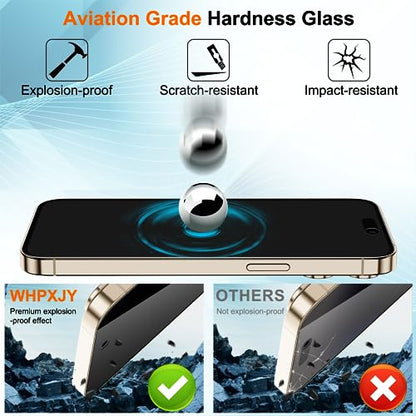 WHPXJY for [2 Pack] Privacy Screen Protector for iPhone 15/15 Pro, Anti Spy, Anti-Scratch, Touch Sensitive, No Bubbles, Easy to Install, Private Tempered Glass Film Screen Accessories 6.1-inch - size: iPhone 15 Pro -6.1Inch