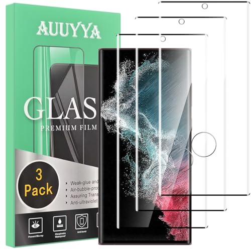 3-Pack for Samsung Galaxy S22 Ultra 5G Screen Protector Tempered Glass, 3D Full Edge Coverage Film, 9H HD Bubble-Free Film, Anti-Scratch Protective Glass for Samsung Galaxy S22 Ultra 6.8 Inch - size: Samsung Galaxy S22 Ultra