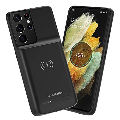 NEWDERY Battery Case for Samsung Galaxy S21 Ultra 6.8" | Slim 4700mAh Charger Case, Qi Wireless Charging, LED indicators,Rechargeable Extended Battery Pack