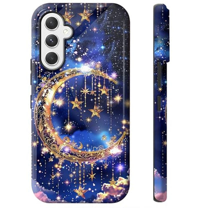 Moon Dreamcatcher Phone Case for Samsung Galaxy S25, Dual Layer Shockproof Rugged Cover with Soft TPU + Hard PC, Anti-Scratch Slim Fit Wireless Charging Compatible - color: Moon Dreamcatcher, size: 6.2" Galaxy S25