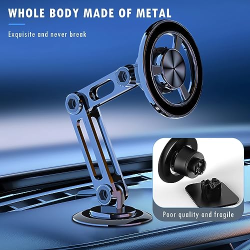 Universal 360° Pro Magnetic Car Phone Holder (2025) – Super Strong Suction & Adjustable Phone Mount for All Mobile Phones, Hands-Free Viewing with Metal Ring, No Signal Interference - color: Black
