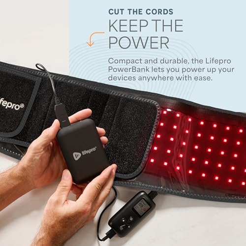 Lifepro Portable Powerbank for AllevaRed, AllevaRed Pro, and BioRecover - 15,000mAh Battery Pack with USB 3.0 and 12V DC Output for Wellness Devices