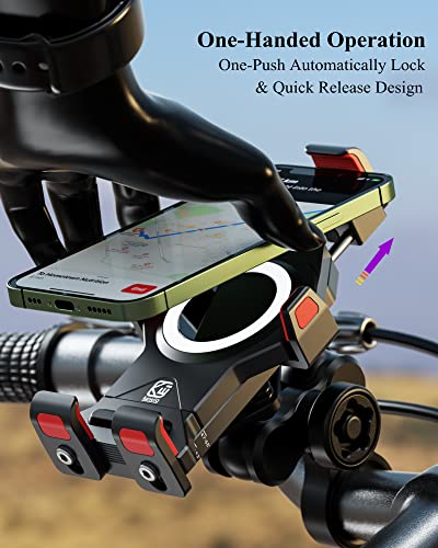 BRCOVAN Anti-Theft Aluminum Alloy Motorcycle Phone Mount Holder - color: BLACK