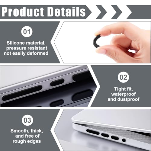 30 Pack Silicone Anti-Dust Port Plugs Kit, Trackpad & Webcam Protector Cover, Non-Slip Replacement Bottom Feet Compatible with M4 M3 M2 M1 Pro/Max 2021-2024 14.2" 16.2" - size: 30 Pcs for 2021-2024 14.2" 16.2" Pro/Pro Max