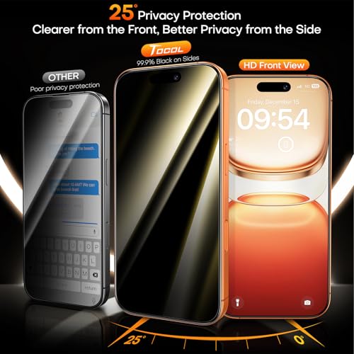 TOCOL for iPhone 17 Pro Privacy Screen Protector - color: Privacy