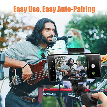 Wireless Lavalier Microphone, Wireless Lav Mic System with Transmitter&Receiver for Iphone, Android Phone, DSLR cameras, Camcorder, Clip on Lapel Microphone Kit for Recording, Vlog, Youtube.