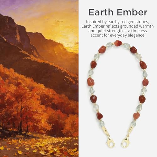 POSADINA Natural Stone Phone Charm, Beaded Healing Phone Wrist Strap, Handmade Cellphone Chain Lanyard with Tether Tab - color: Earth Ember