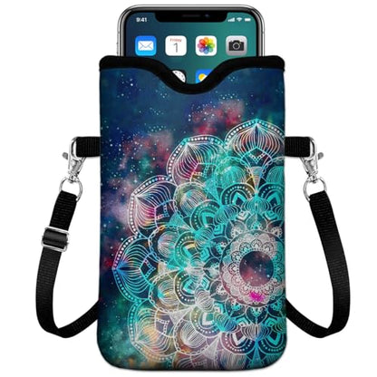 Universal Phone Sleeve Pouch with Crossbody Strap 7.6 X 4.3 Inches Shockproof Water Resistant Mobile Protection Bag-Mandala Nebula Neoprene Phone Pouch Bag - color: Mandala Nebula-Phone Pouch