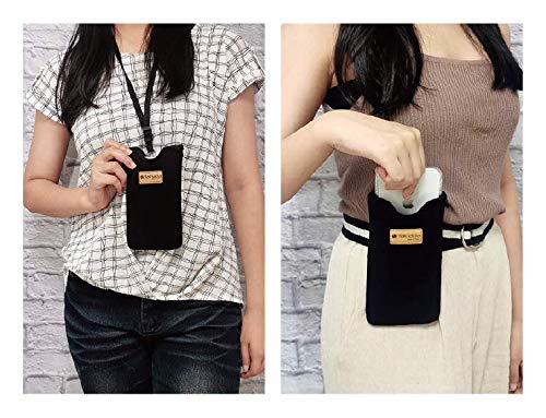 Tainada Neoprene Neck Cell Phone Sleeve Pouch w/Belt Loop Holster (Black) - color: Black