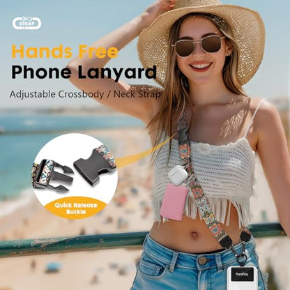 Icycay Phone Lanyard Crossbody Strap Neck Adjustable Teacher Women Boho - color: Boho Print