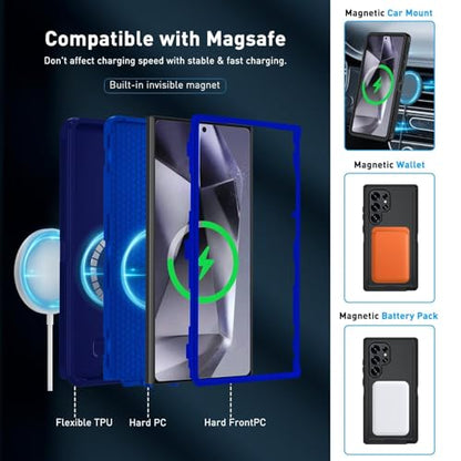 for Samsung Galaxy S26 Ultra case, S26 Ultra Heavy Duty case,with A Tempered Glass Screen Protector, [Military Grade Protective ] [Shockproof] [Dropproof] [Dust-Proof] (Magnetic -Dark Blue) - color: Magnetic -Dark Blue