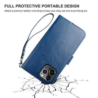 Bocasal Detachable Wallet Case Card Holder for iPhone 11 Pro Max Blue - color: Blue