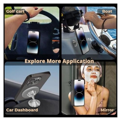 Gym Magnetic Phone Holder - Silver, Dual Magnet, 360° Rotation, Attach to Metal Surfaces, Compatible with iPhone 16/15/14/13/12, Samsung, MagSafe Case & All Smartphones - color: Silver