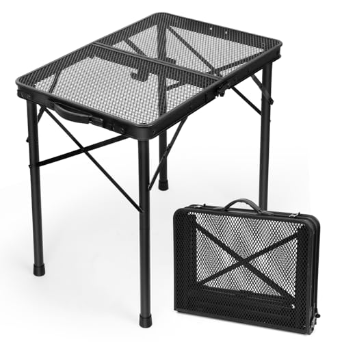 2 Ft Folding Camping Table, Adjustable Height 10.6-22 in, Small Grill Table - color: Black, size: 2FT-Small