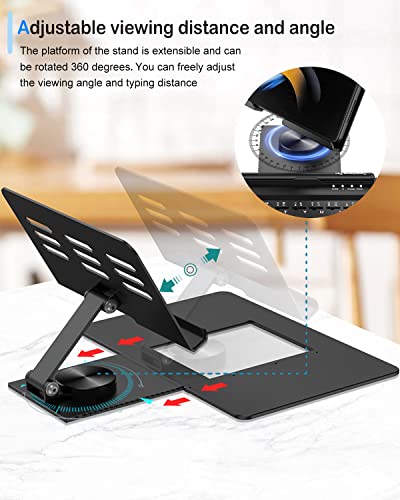 for Samsung Galaxy Z Fold 8 Ultra 7 6 5 All Fold Series Bluetooth Keyboard and Mouse Set, Portable Travel Keyboard Adjustable Foldable Aluminum Alloy Stand Holder with Pen for 4.7"-8.5" Mini Tablets - color: Extendable Base