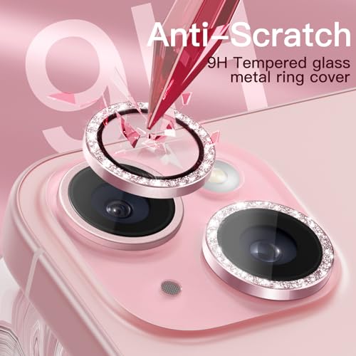 JETech Camera Lens Protector for iPhone 15/15 Plus, Pink, 1 Set - color: Pink