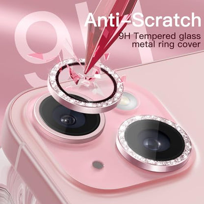 JETech Camera Lens Protector for iPhone 15/15 Plus, Pink, 1 Set - color: Pink