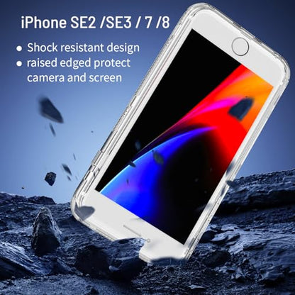 X-belmox Heavy Duty Clear Phone Case for iPhone SE 2022 (3rd Gen) with Screen Protector, 3 in 1 for iPhone SE 2020 Case Acrylic Hard Non-Yellowing, Shockproof Protective iPhone 7/8 Case 4.7" -Clear - color: Clear