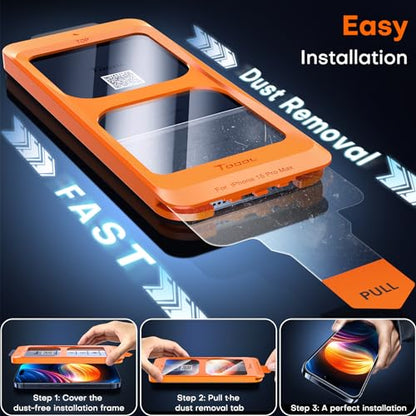 TOCOL for iPhone 15 Pro Max Screen Protector, Clear | 9H+ Tempered Glass HD Clear, Full Edge Coverage, 8FT Military Grade Shatterproof, Anti-Scratch Bubble-Free, Case Friendly - color: Clear