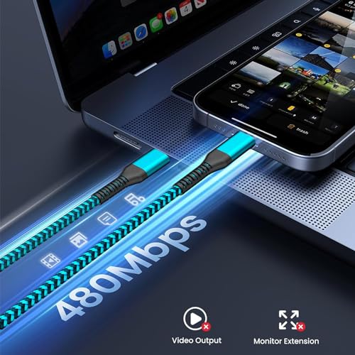 Teeind USB C Cable, [6ft, 3-Pack 60W] PD 3.0 USB C Cable Fast Charging for Samsung Galaxy A10e A20 A50 A51 A71, S20 S10 S9 S8 Plus S10E, Note 20 10 9 8, Moto G7 G8