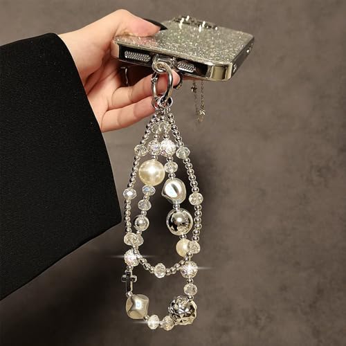 Phone Wrist Strap,Marble Beaded Phone Charm with Tether Tab,Hands-Free Wrist Strap (F) - color: F