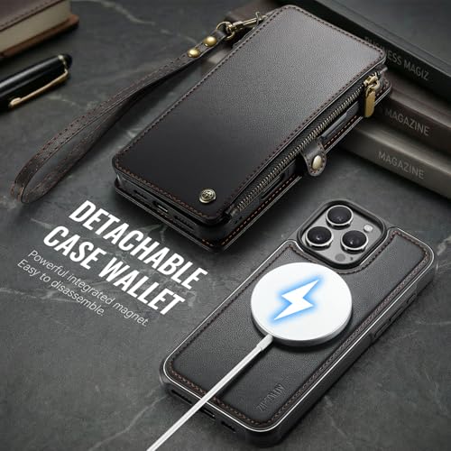 for iPhone 16 Pro - Phone Case Wallet Magnetic Detachable, Black - color: Black, size: iPhone 16 Pro