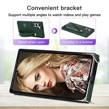 CCSmall for Samsung Galaxy S23 Crossbody Case w Card Holder KB Green - color: Green, size: Galaxy S23