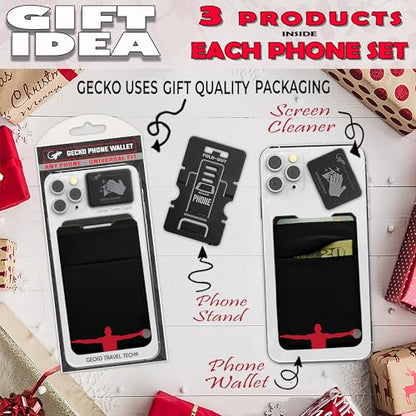 Gecko Travel Tech Double Pocket - Adhesive Card Holder - Cell Phone Pouch - Stick on Spandex Pocket - Carry Credit Cards and Cash (Basketball) - color: BASKETBALL