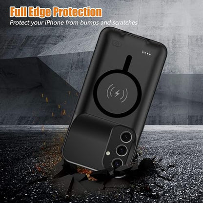 Battery Case for Galaxy S24, 10000mAh High Capacity Portable Rechargeable Protective Case Supported Qi Wireless Charging Compatible with Galaxy S24 (6.2 inch) Extended Battery Charger Cover -Black - size: Galaxy S24