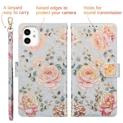 UEEBAI Wallet Case for iPhone 12/iPhone 12 Pro 6.1 inch, PU Leather Case Kickstand RFID Blocking Flip Case Card Slots Wrist Strap Relief Engraved Pattern Magnetic Closure Folio Case, Purple Rose - color: Purple Rose, size: iPhone 12/iPhone 12 Pro 6.1 inch