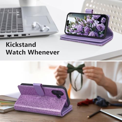 Varikke for iPhone 17 Glitter Case Wallet Magnetic Detachable, Light Purple - color: (Standard) Light Purple, size: iPhone 17 6.3"
