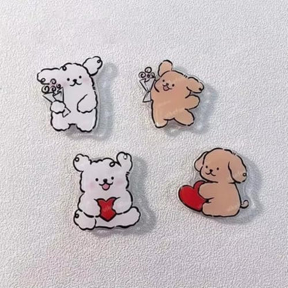 Magnetic Socket Pocket Stand Phone Grip Tok Bracket Korean Cute Cartoon Puppy Grip for iPhone Samsung Xiaomi Ring Finger Holder (C) - color: C