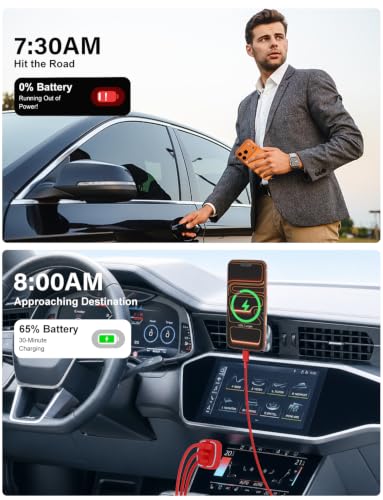 75W USB C Car Charger, 3-Port Super Fast Charging Cigarette Lighte - color: Red