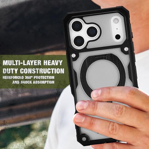 Pelican Shield iPhone 17 Pro Max Case - Rugged MagSafe Phone Case - Smoke | Magnetic Phone Case w/24ft Military Grade Drop Protection - Phone Cover w/ Belt Clip Holster Kickstand for iPhone 17 Pro Max - color: Smoke - Pro Max, style: iPhone 17 Pro Max