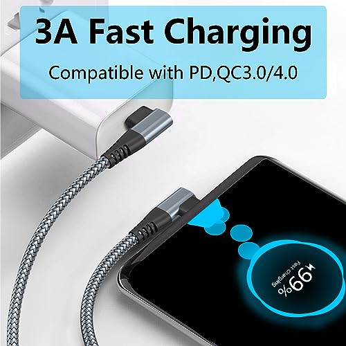 90 Degree USB C Power Data Cable 9FT, 60W PD Fast Charging & 480Mbps Data - style: Gray - 3M/9FT