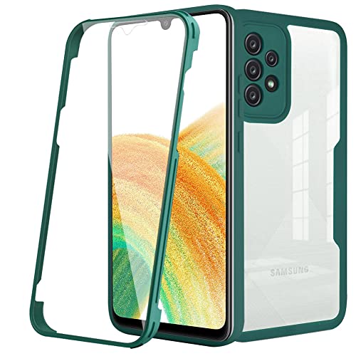 Ysnzaq for Samsung Galaxy A73 5G Case with Screen Protector QB Clear Green