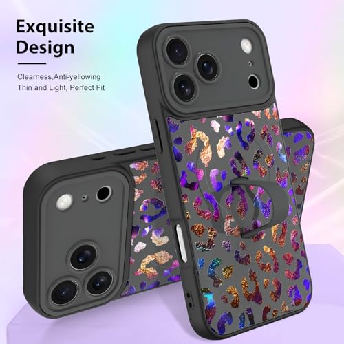 KANGHAR Compatible with iPhone 17 Pro Case Leopard Cheetah Pattern -Black - color: Black-Leopard(Iridescent), size: iPhone 17 Pro