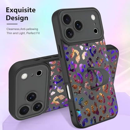 KANGHAR Compatible with iPhone 17 Pro Case Leopard Cheetah Pattern -Black - color: Black-Leopard(Iridescent), size: iPhone 17 Pro