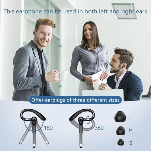 Bluetooth Headset with Microphone, Wireless Trucker Earpiece - color: Black