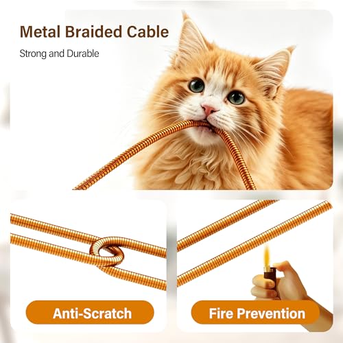 6.6FT Chew Proof USB to Lightning Cable, Pet Proof iPhone Charging Cord, MFi Certified Fast Charging Lightning Cable, Metal Braided iPhone Charger Cable for iPhone 14/13/12/11/XS/XR, Orange