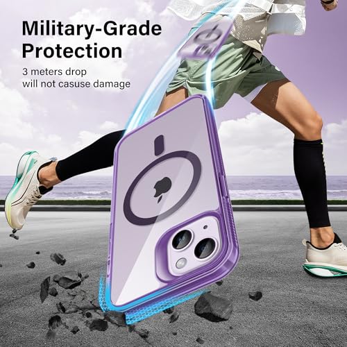 Supdeal Magnetic Clear Case for iPhone 13/14, [Compatible with MagSafe] [Non Slip Bumper & Not Yellowing] Military Grade Shockproof Transparent Silicone Phone Cover, 6.1", Purple - color: Purple, size: iPhone 13/14