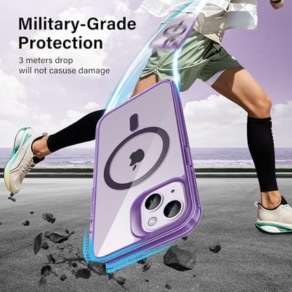 Supdeal Magnetic Clear Case for iPhone 13/14, [Compatible with MagSafe] [Non Slip Bumper & Not Yellowing] Military Grade Shockproof Transparent Silicone Phone Cover, 6.1", Purple - color: Purple, size: iPhone 13/14
